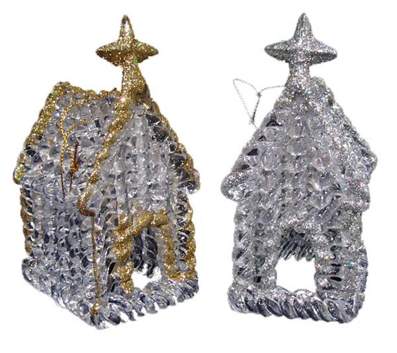 CC Christmas Decor 144ct Clear Glittered Christmas Church Ornaments 4.5"